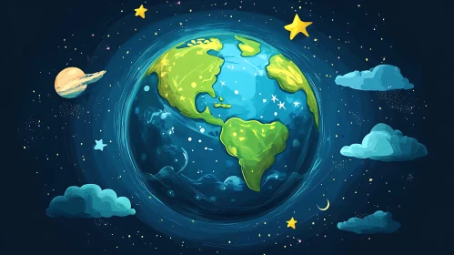 Whimsical Planet Earth Illustration