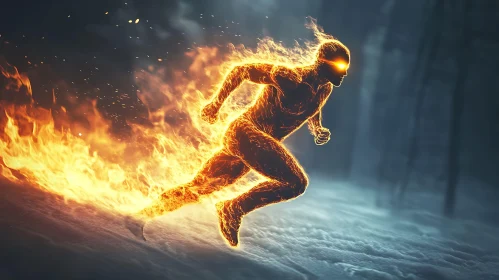 Flaming Speedster in Snowy Woods