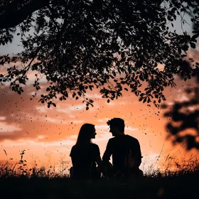 Sunset Serenade: Silhouette of a Couple