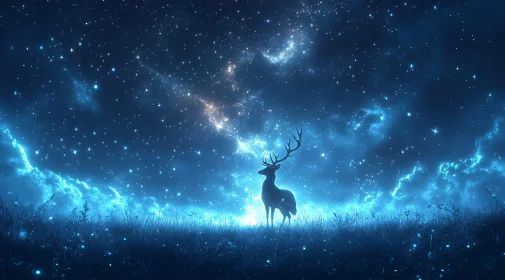 Starlit Deer: A Nighttime Wildlife Scene
