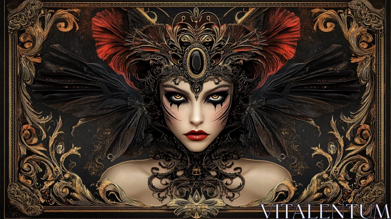Gothic Woman with Golden Frame