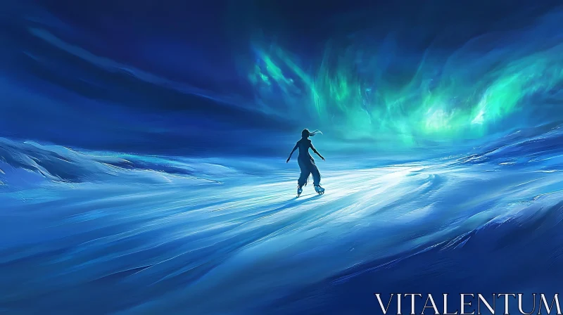 Aurora Skating Scene AI Image