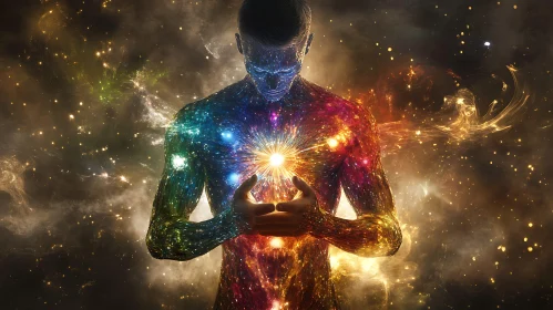 Figure Bathed in Galactic Light