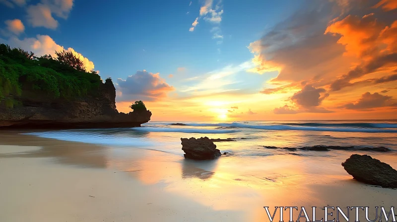 Seaside Sunset Reflection