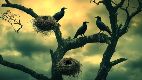 Three Crows on a Branch