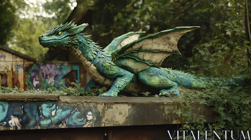 Dragon on Ledge, Fantasy Art