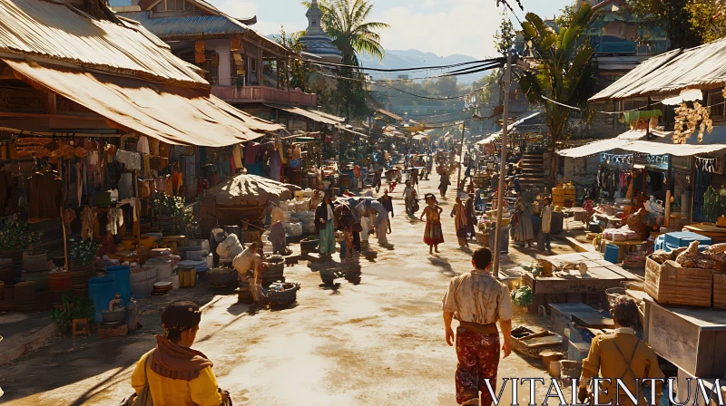 Crowded Marketplace in a Historical City