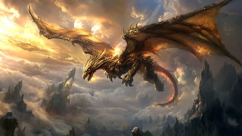 Golden Dragon in Flight