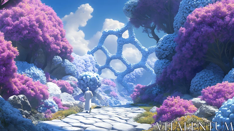 Surreal Pastel Landscape with Figure
