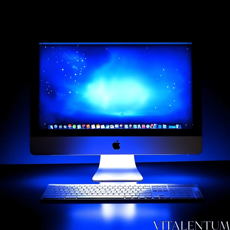iMac Computer with Space-Themed Background Display