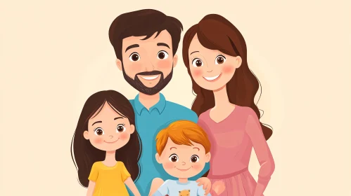 Cartoon Family Togetherness Illustration