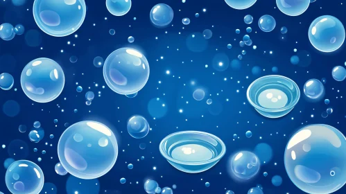 Translucent Spheres on Deep Blue Canvas