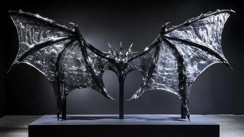 Gothic Metal Wings Art Piece