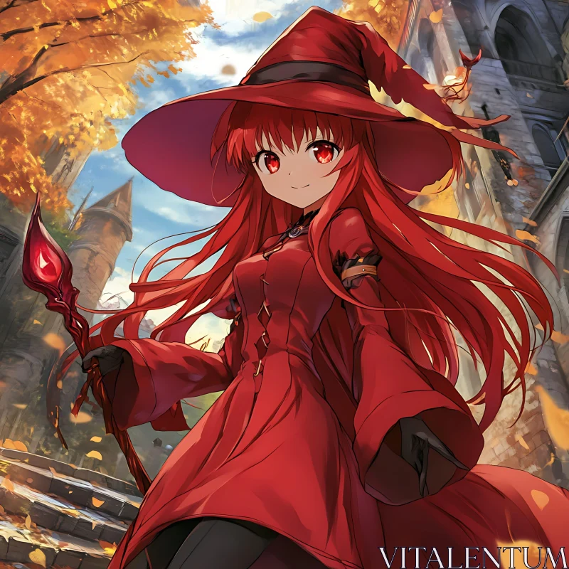 Red-Haired Witch Anime Character