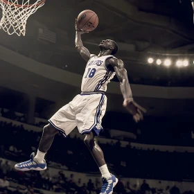 Athlete Mid-Air Dunk