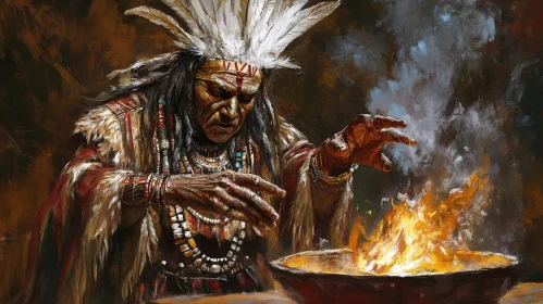 Native American Shaman Fire Ceremony