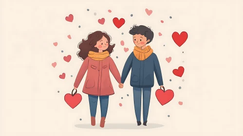 Sweet Cartoon Couple in Love