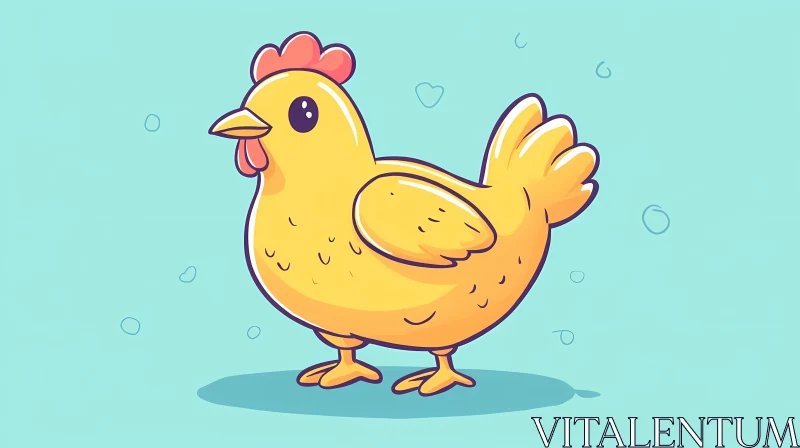 Adorable Yellow Chicken Cartoon Art