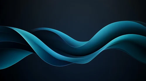 Fluid Teal Ribbons on Dark Backdrop