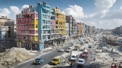 Urban Cityscape with Colorful Architecture
