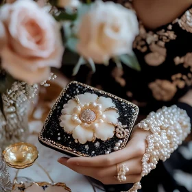 Luxury Floral Accessory with Pearls