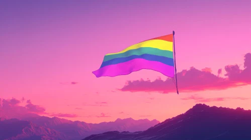 LGBTQ+ Pride Flag Pink Sunset