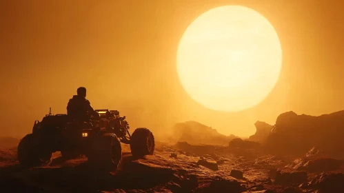 Orange Sunset on Barren Planet