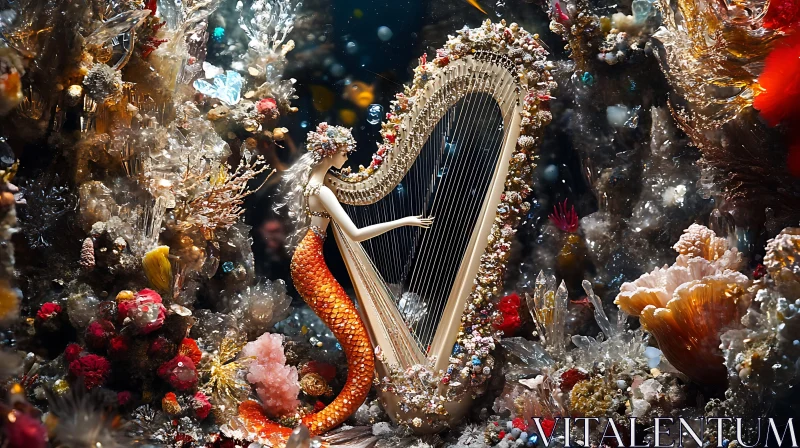 Underwater Mermaid Harpist