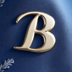 Golden Monogram 'B' on Blue Texture