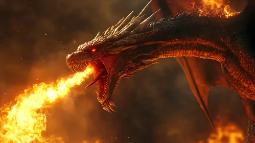 Fantasy Dragon Igniting Flames Artwork