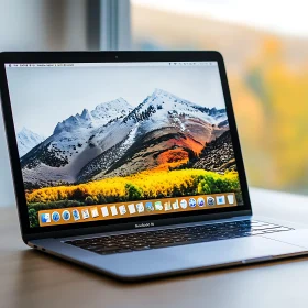 Laptop with Nature-Themed Background