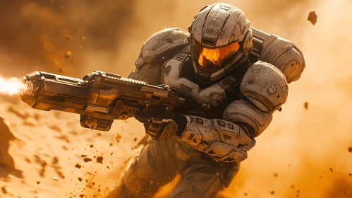 Futuristic Soldier Advancing