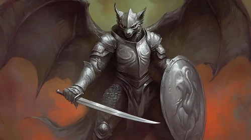 Armored Wolf Warrior with Sword and Shield