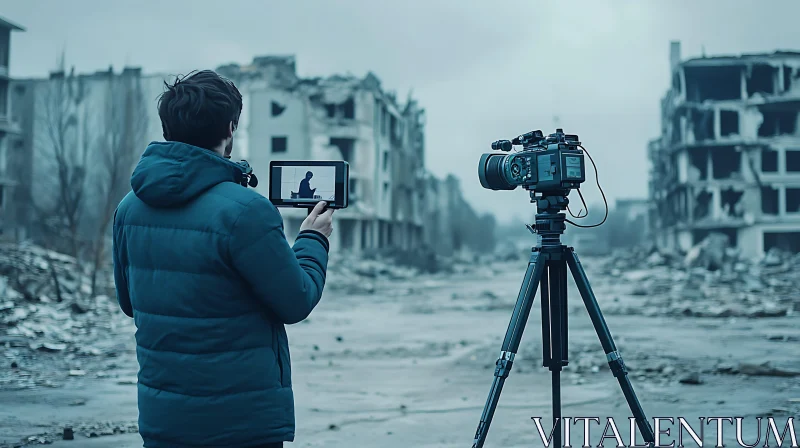 Documentary Filmmaker Captures Post-War Devastation AI Image
