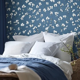 Serene Bedroom with Blue Accents
