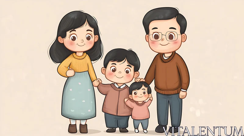 Joyful Cartoon Family Togetherness