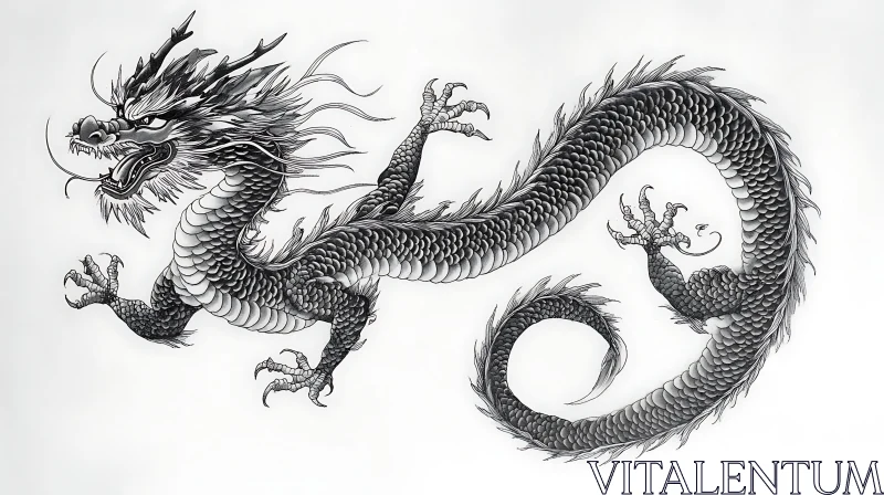 Detailed Dragon Illustration on White