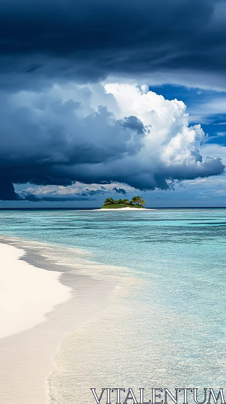 Storm Clouds Over Tranquil Tropical Island