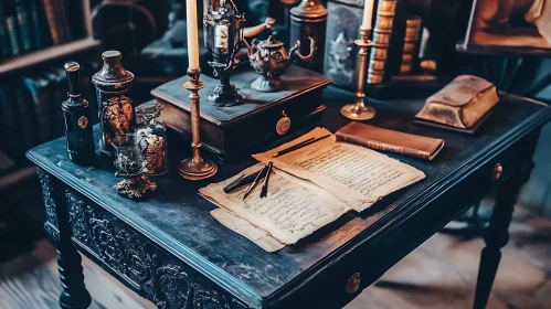 Candlelit Still Life with Vintage Decor