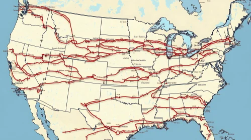 Detailed Map of USA Travel Network