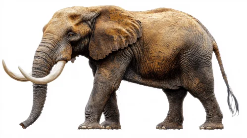 Elephant with Detailed Textures and Tusks