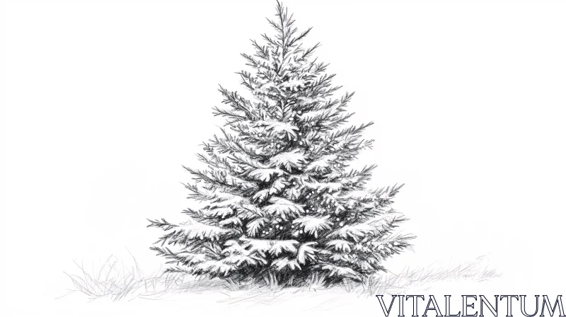 Winter Pine Tree in Snow