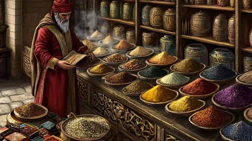 Colorful Spices and Old Book