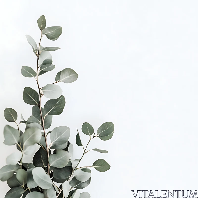 Minimalist Eucalyptus Leaf Arrangement AI Image