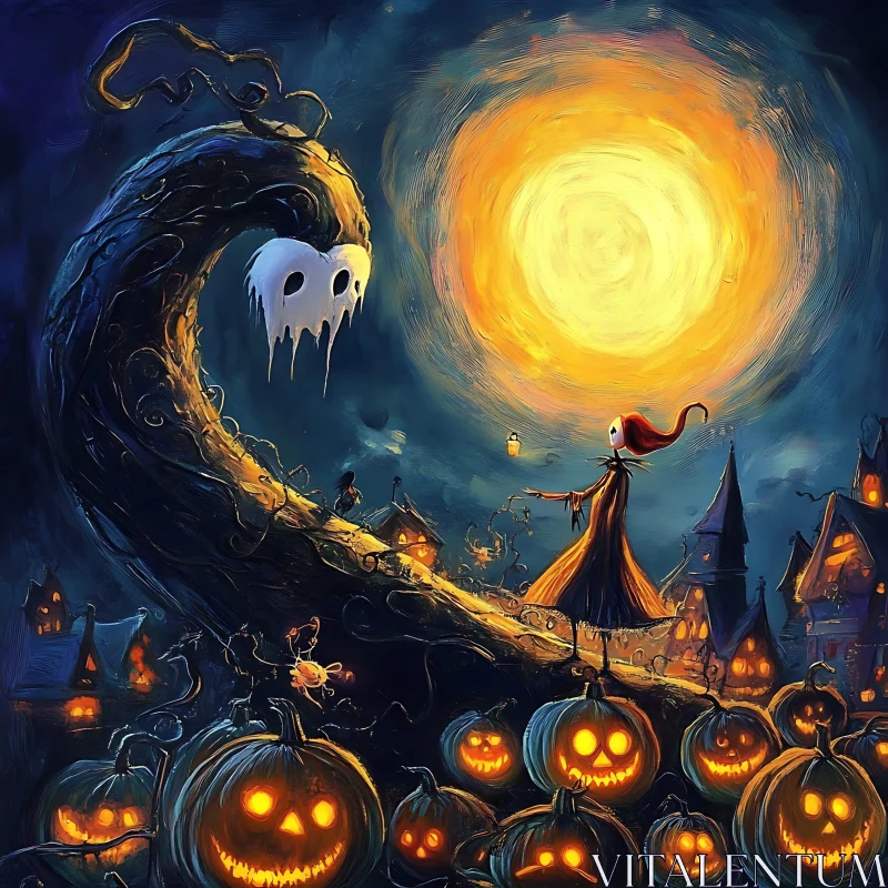 Pumpkin Patch Under Moonlight