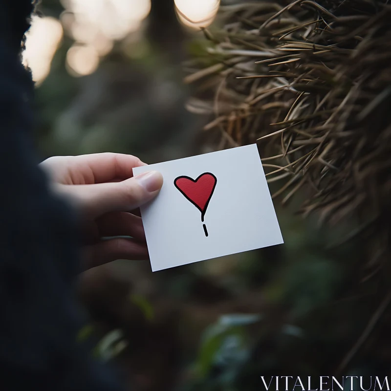 Simple Heart Card in Nature AI Image