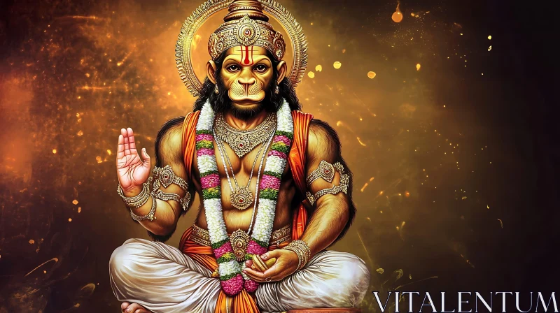 Serene Deity with Monkey Face Art