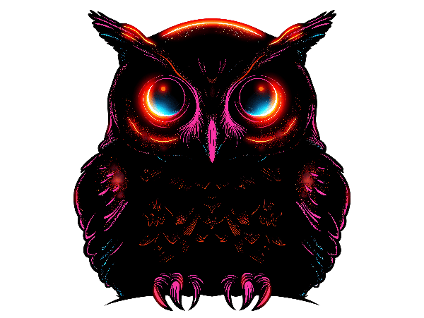 Stylish Neon Owl T-shirt Art