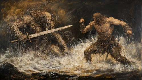 Clash of Titans: Warrior and Monster Artwork