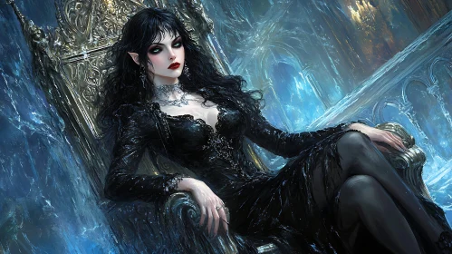 Elegant Elf in Black Dress Portrait